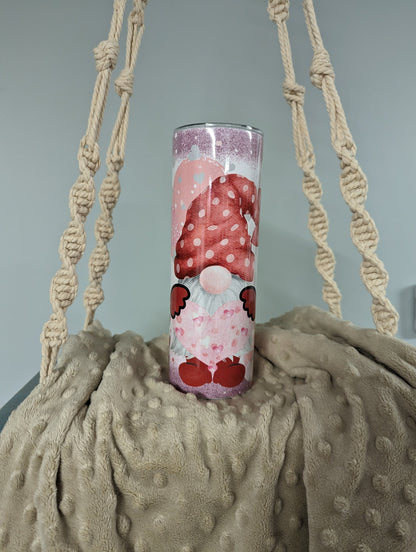 Personalized Valentine Gnome 20oz Skinny Tumbler