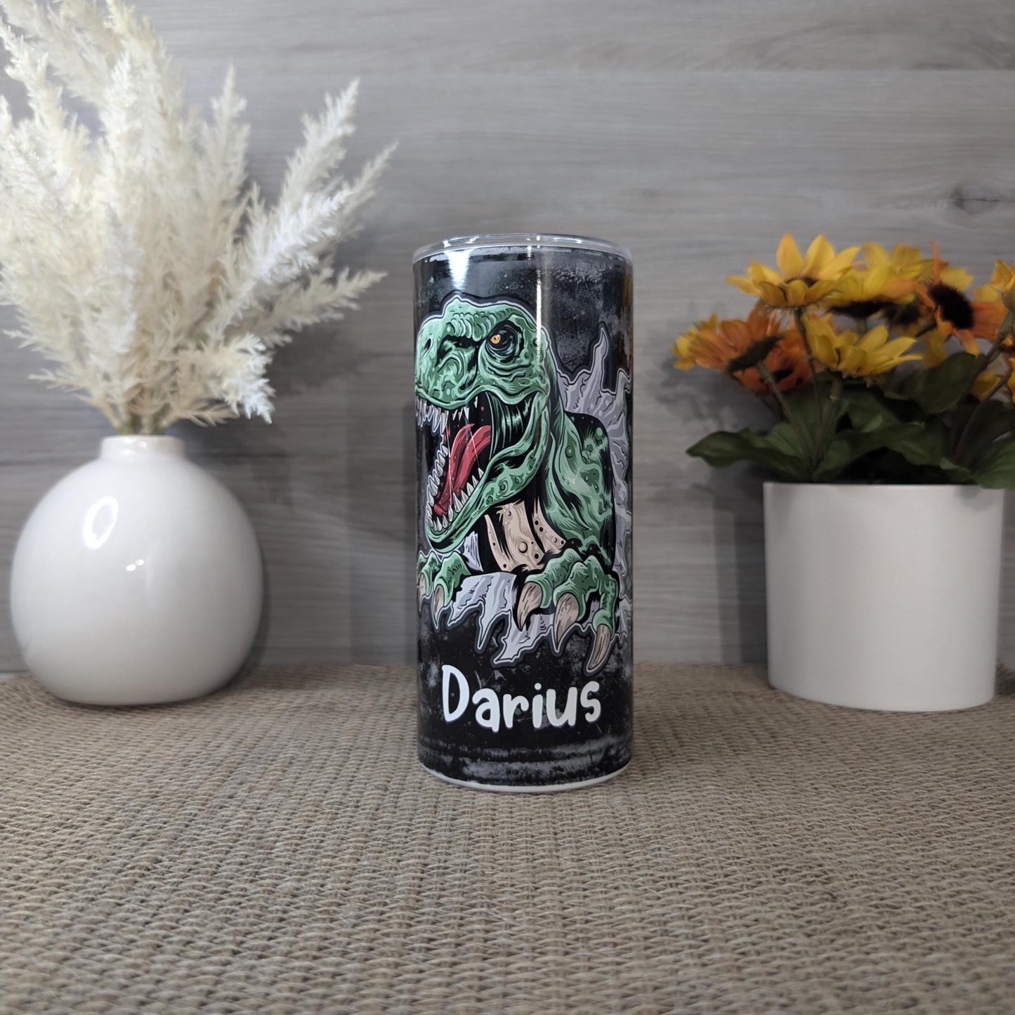 Personalized Dinosaur Tumbler – 15oz Stainless Steel Cup for Kids