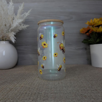 Spring Gnome 16oz Frosted Glass Can