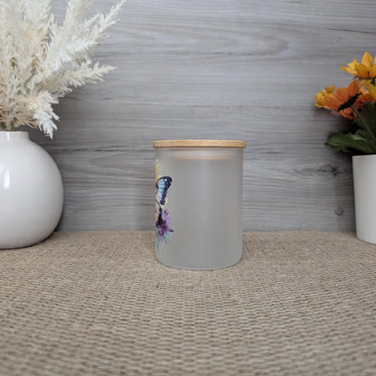 Butterfly Design Glass Candle Holder With Tea Light Candle