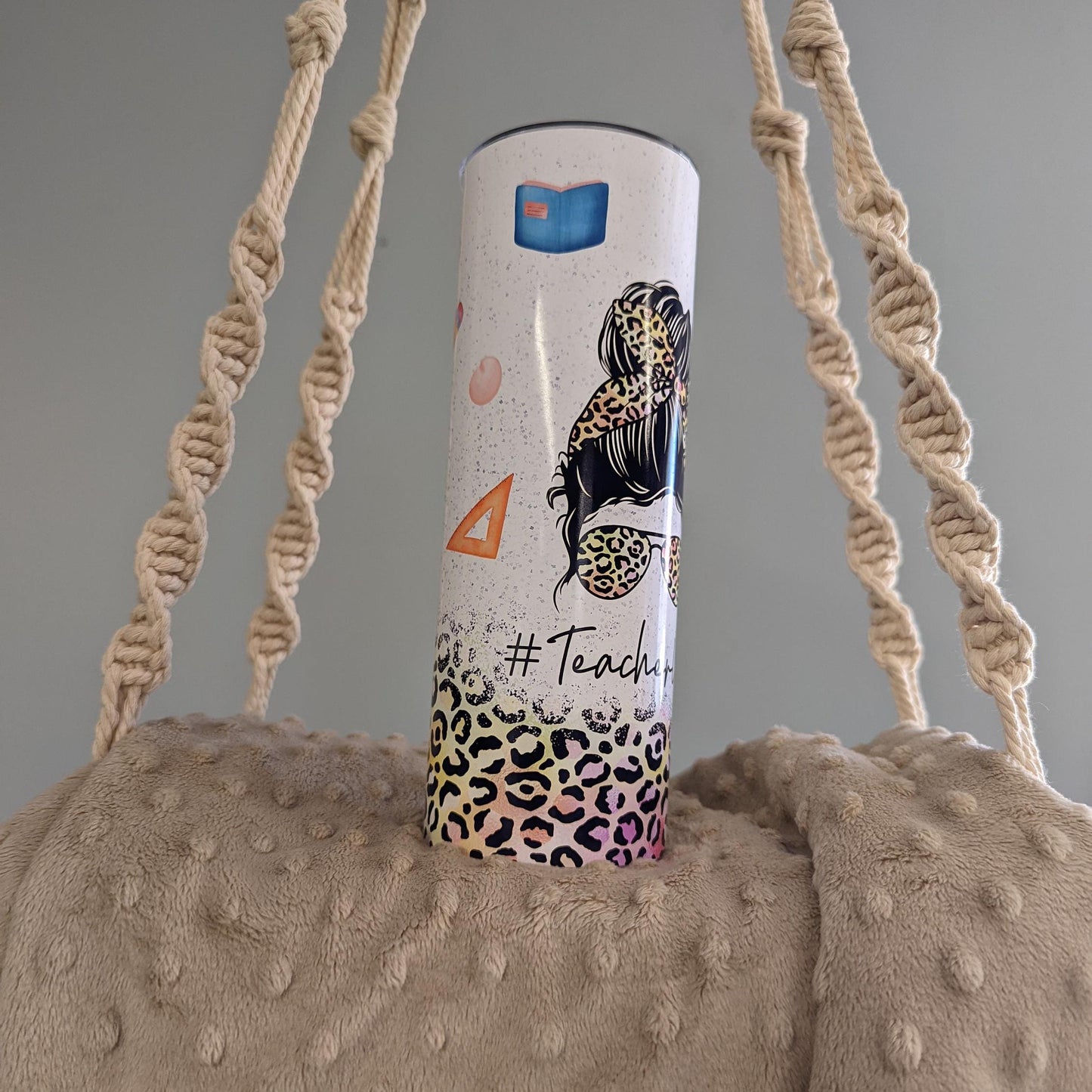 #TeacherLife Leopard Print 20oz Skinny Tumbler