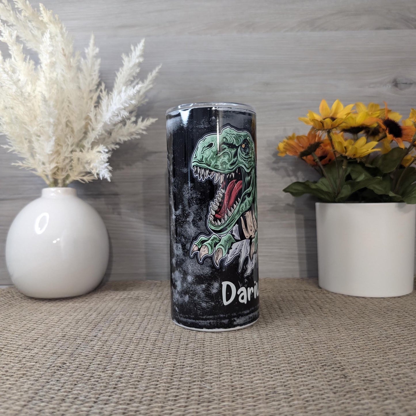 Personalized Dinosaur Tumbler – 15oz Stainless Steel Cup for Kids