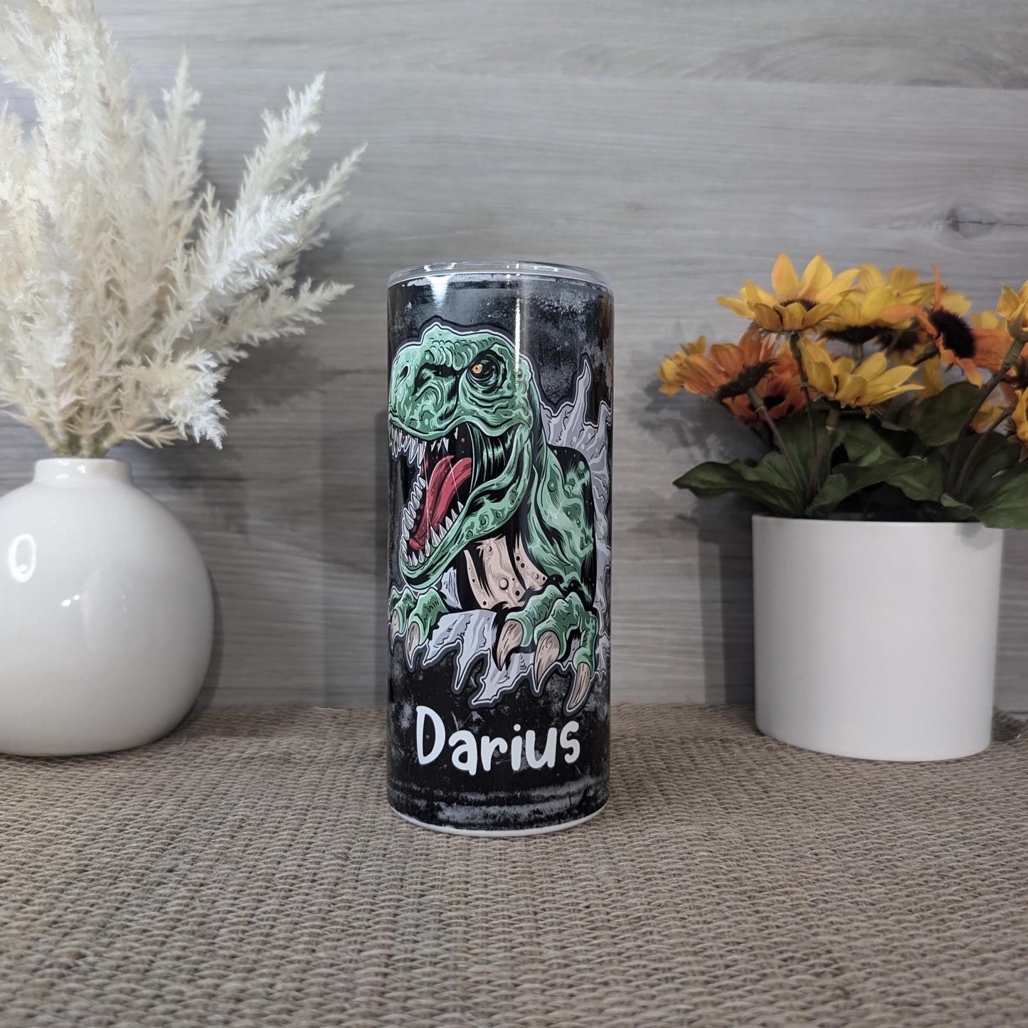 Personalized Dinosaur Tumbler – 15oz Stainless Steel Cup for Kids