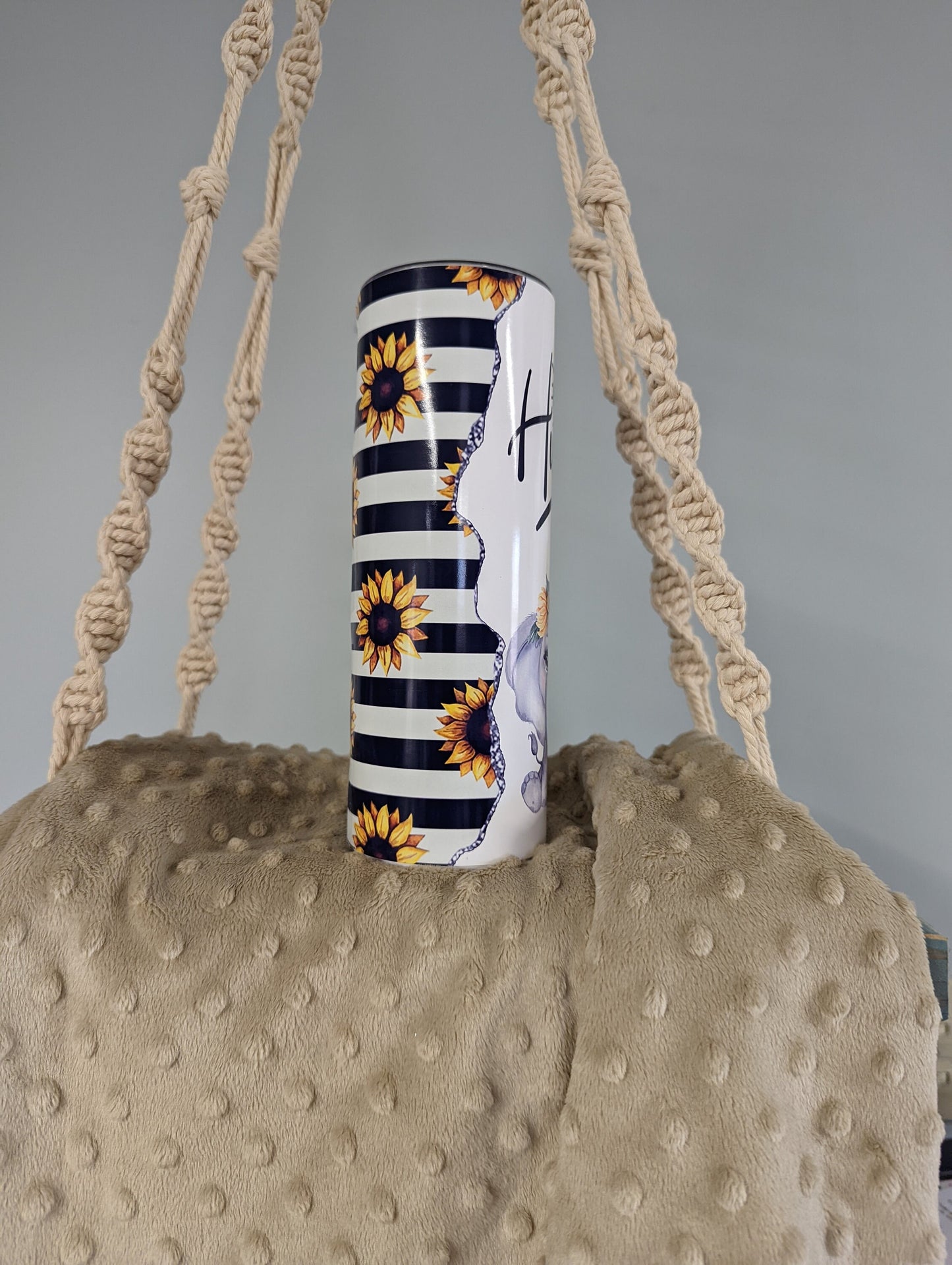 Stay Humble Sunflower Elephant Tumbler – 20oz Skinny Stainless Steel Cup