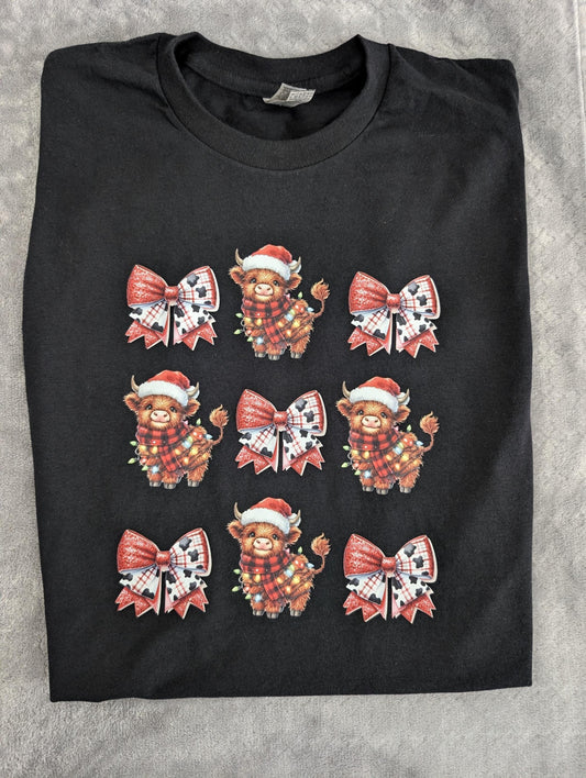 Christmas Highland Cow Shirt - Xlarge