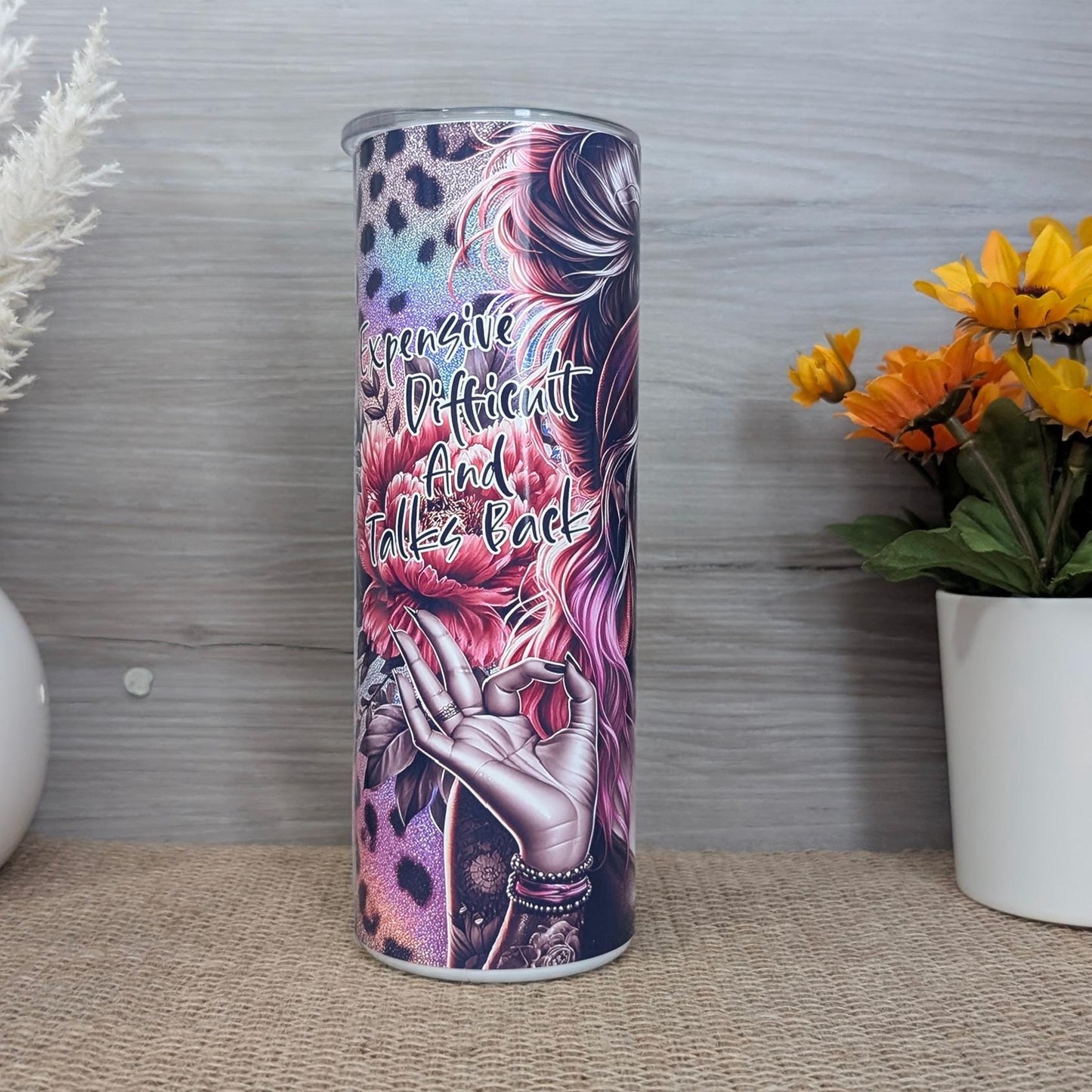 Gothic Glam Girl with Lion Tattoo