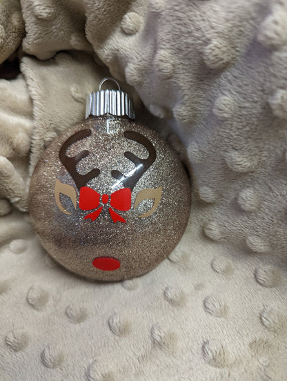 Personalized Reindeer Christmas Ornament – Glitter Holiday Ornament