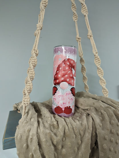 Personalized Valentine Gnome 20oz Skinny Tumbler