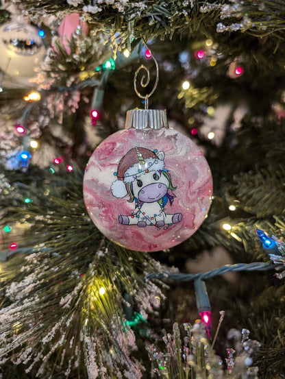 Handmade Pink Swirl Unicorn Ornament