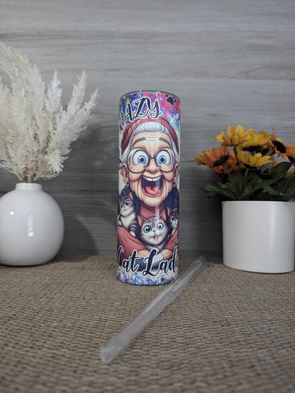 Crazy Cat Lady Tumbler – 20oz Skinny Stainless Steel Cu