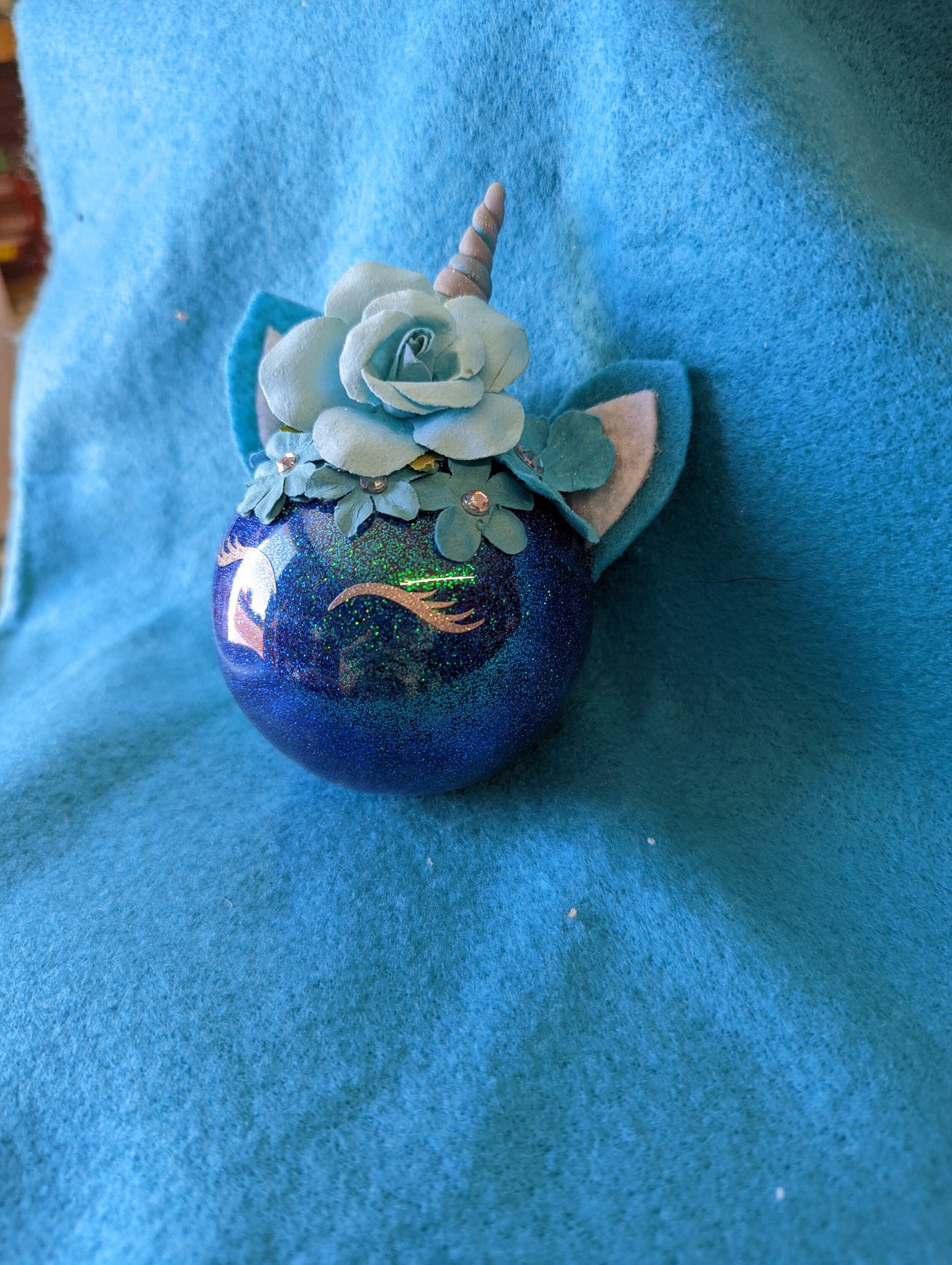 Handmade Blue Unicorn Ornament