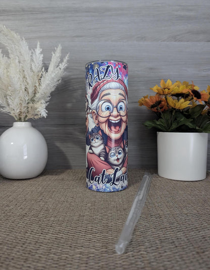 Crazy Cat Lady Tumbler – 20oz Skinny Stainless Steel Cu
