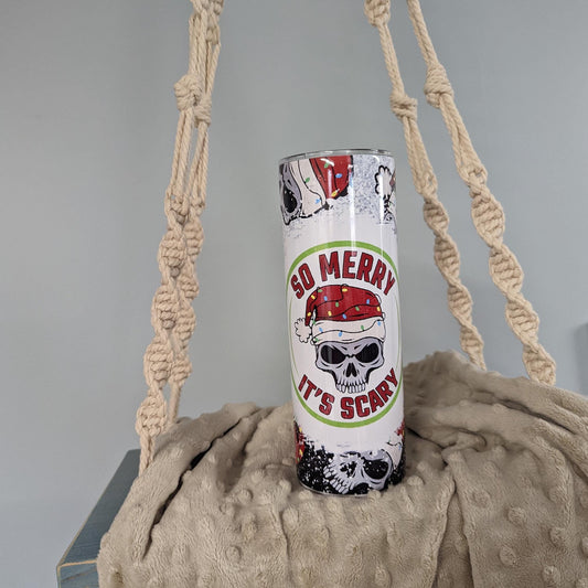 “So Merry It’s Scary” Christmas Skull Tumbler