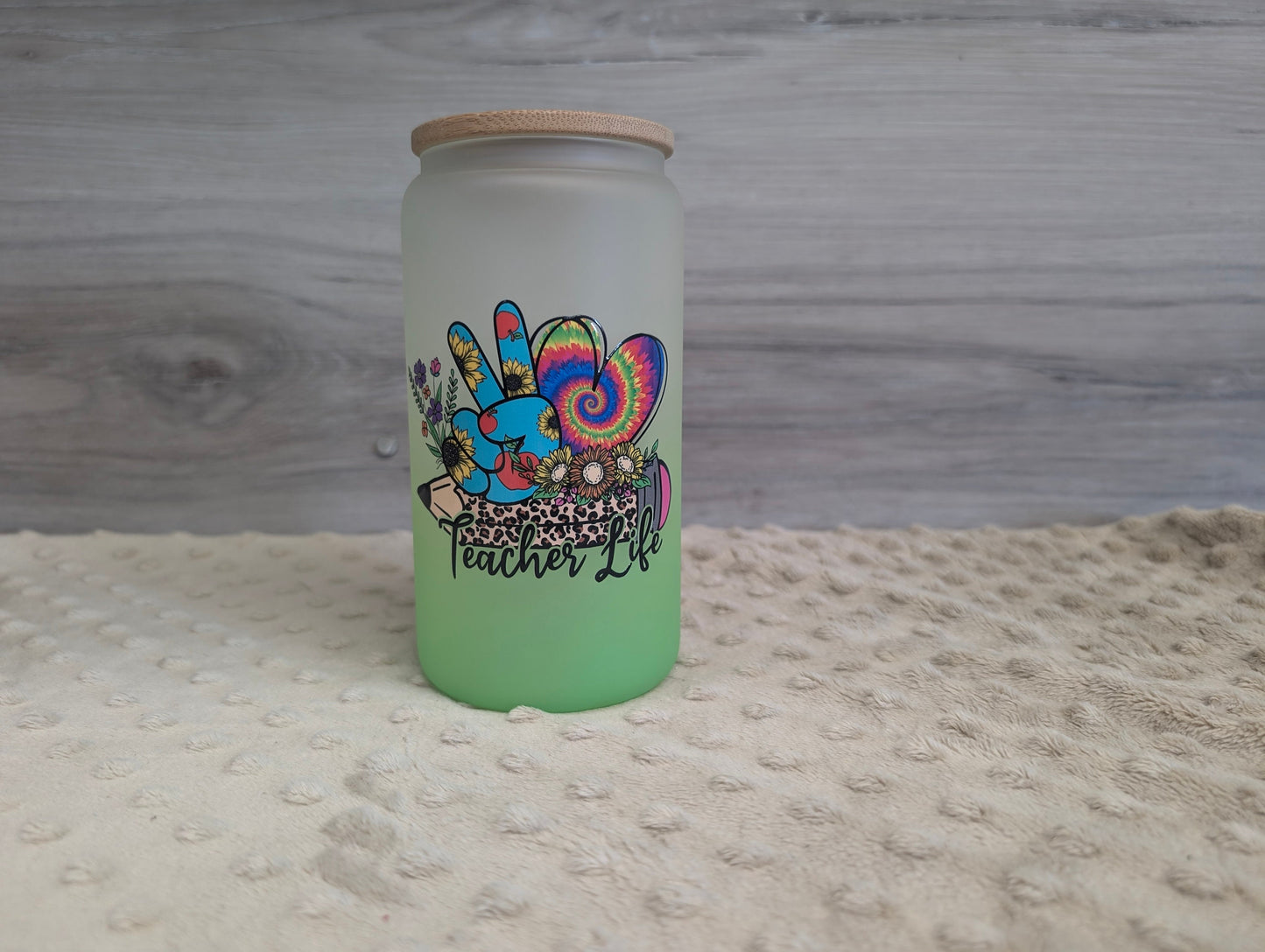 Teacher Life Frosted Glass Can