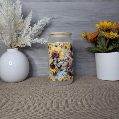 Cowboy Highland Cow 16oz Frosted Glass Can