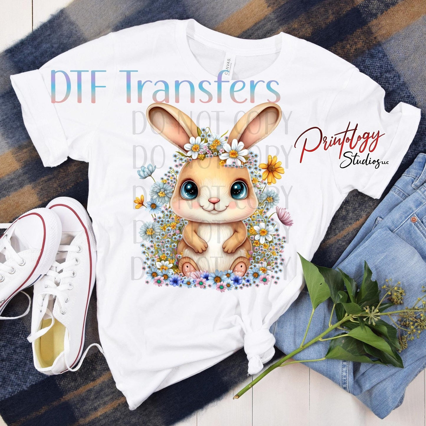 Floral Bunny Transfer