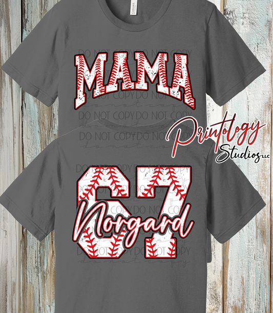 Custom Baseball Mama Shirt – Personalized Name & Number