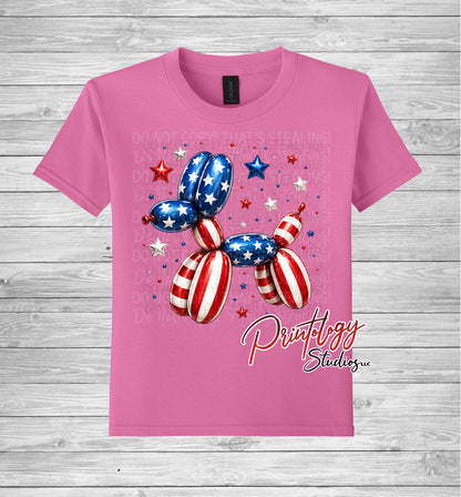 Youth Patriotic Balloon Dog T-Shirt