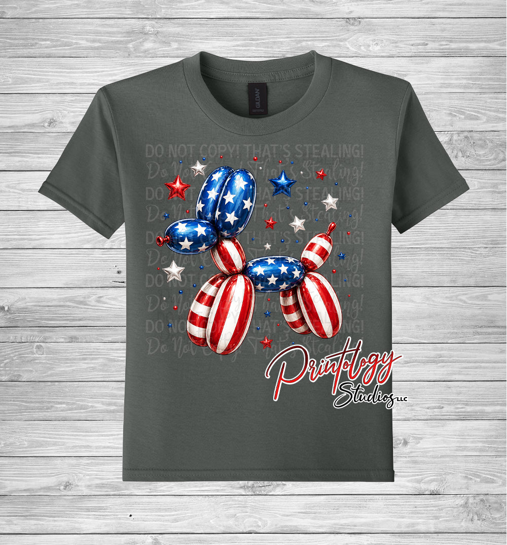 Youth Patriotic Balloon Dog T-Shirt