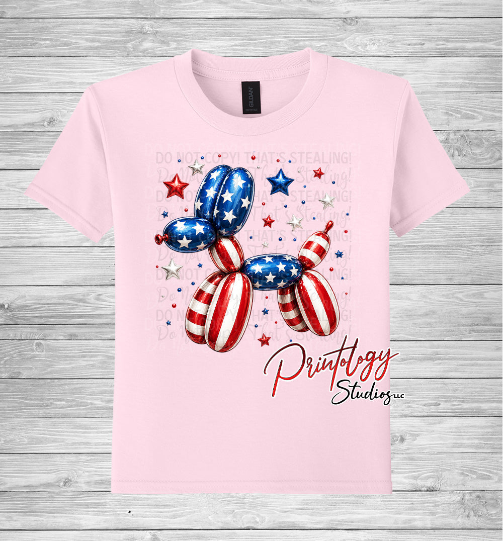Youth Patriotic Balloon Dog T-Shirt