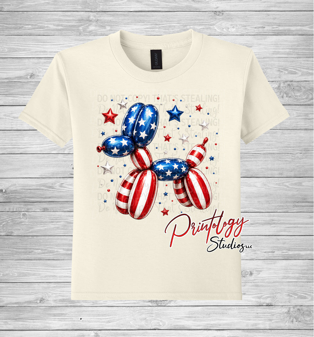 Youth Patriotic Balloon Dog T-Shirt
