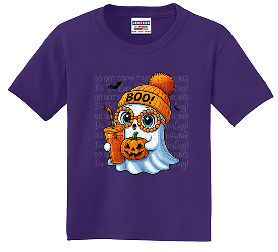 Youth Halloween “Boo” Ghost T-Shirt – Purple