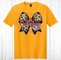Callahan Little Warriors Leopard Bow Tee-Gold