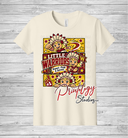 Youth Callahan Little Warriors With Blonde Haired Girl Comic Style Tee