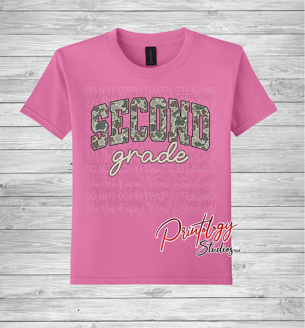 Youth Camo Second Grade Tee