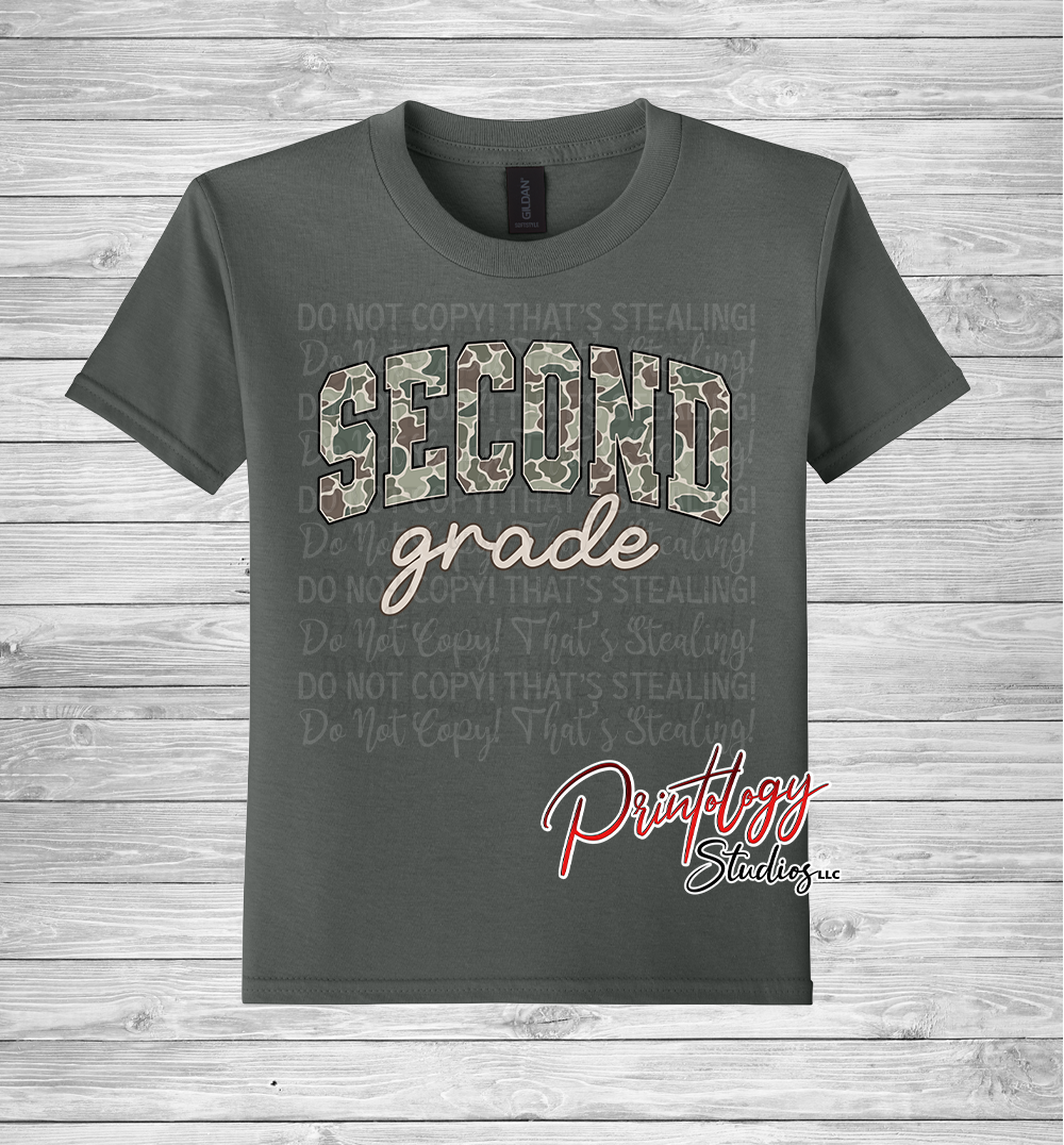 Youth Camo Second Grade Tee