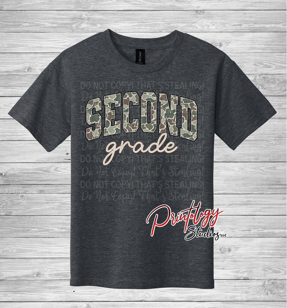 Youth Camo Second Grade Tee