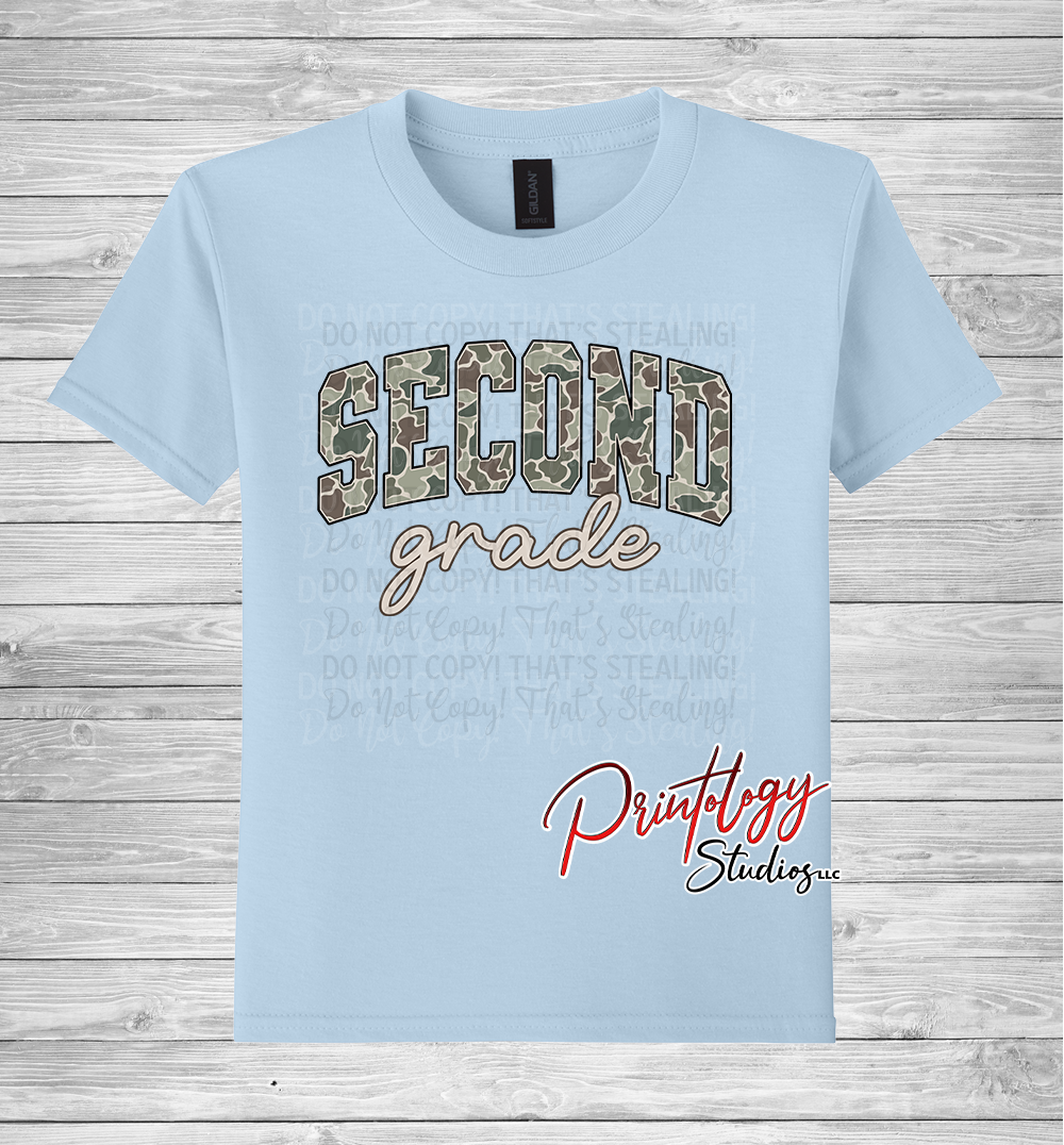 Youth Camo Second Grade Tee