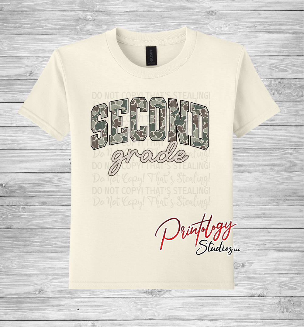 Youth Camo Second Grade Tee