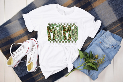 Camo MAMA with Checker Bow DTF Transfer