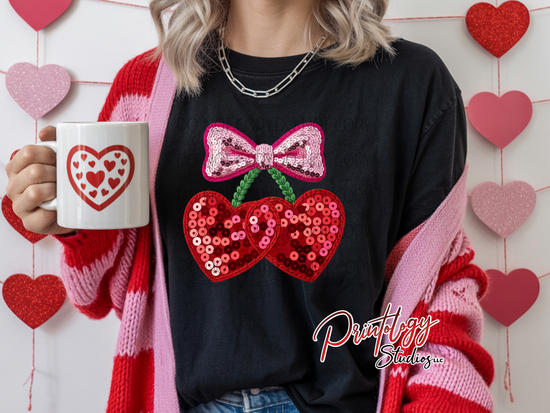 Sequin Style Cherry Bow – DTF Transfer