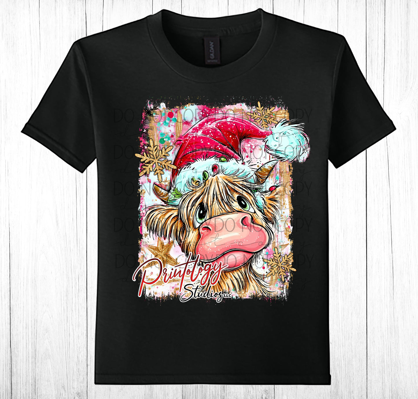 Youth Christmas Highland Cow T-Shirt
