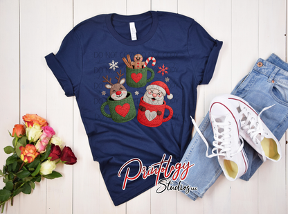 Christmas Characters in Knit Mugs – DTF Transfer