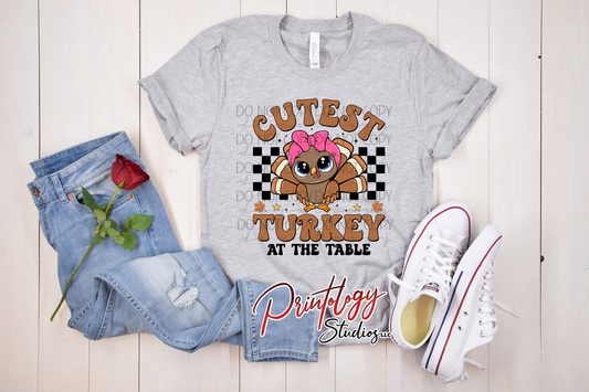 Cutest Turkey at the Table – Thanksgiving DTF Transfer