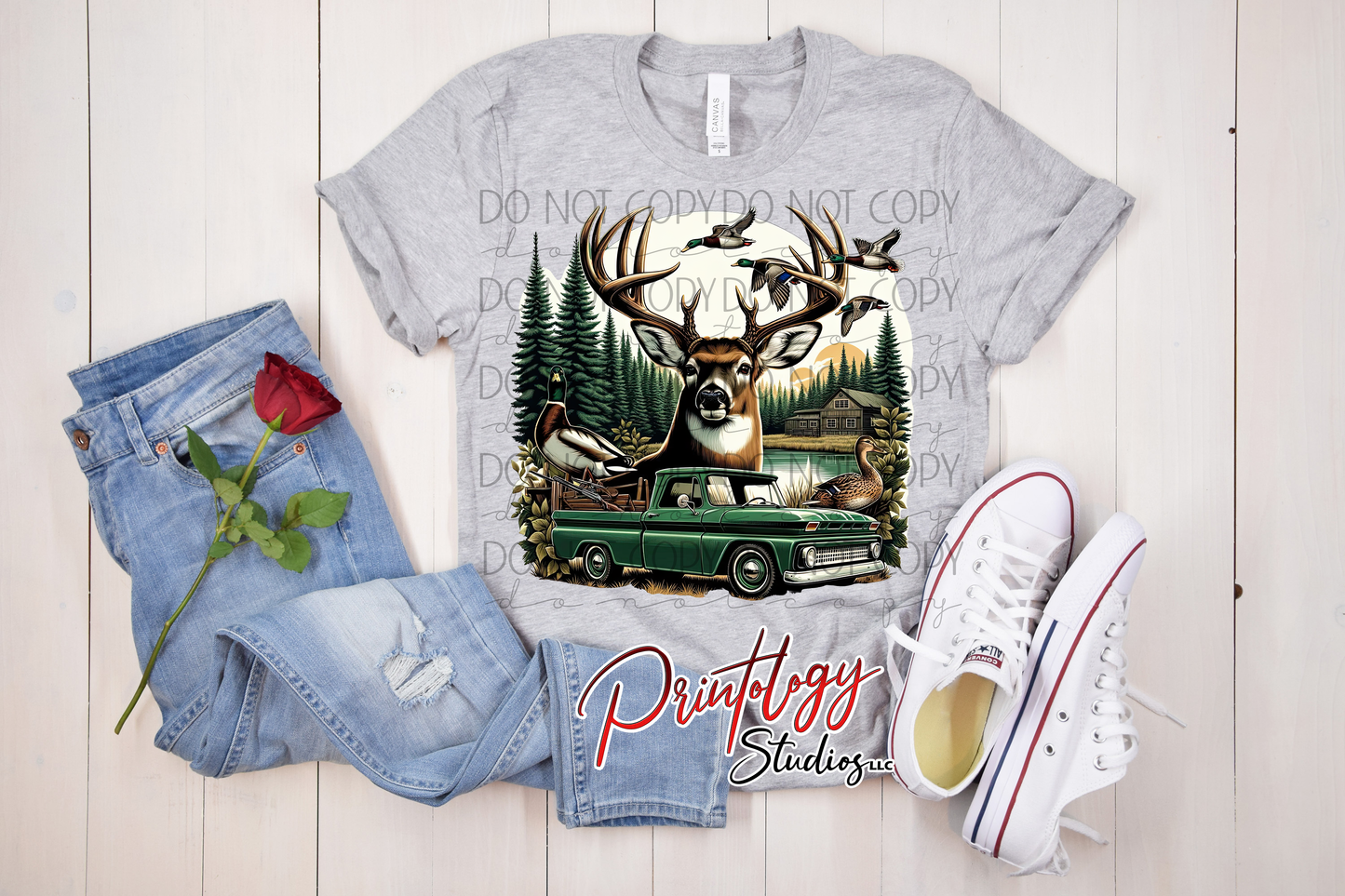 Deer, Ducks & Vintage Truck Outdoor DTF Transfer