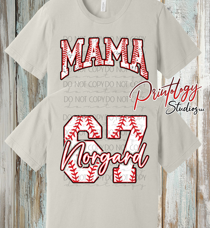Custom Baseball Mama Shirt – Personalized Name & Number