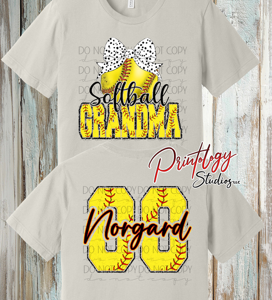 Custom Softball Grandma Shirt – Personalized Name & Number