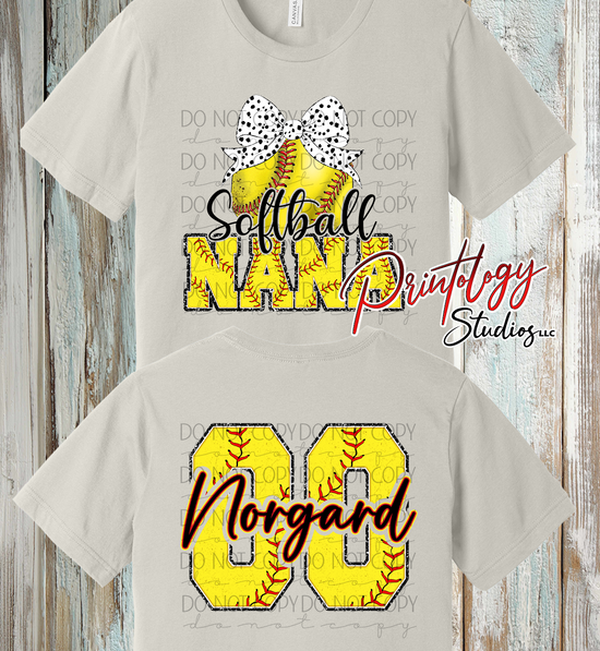 Custom Softball Nana Shirt – Personalized Name & Number