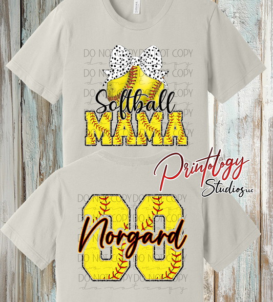 Custom Softball Mama Shirt – Personalized Name & Number