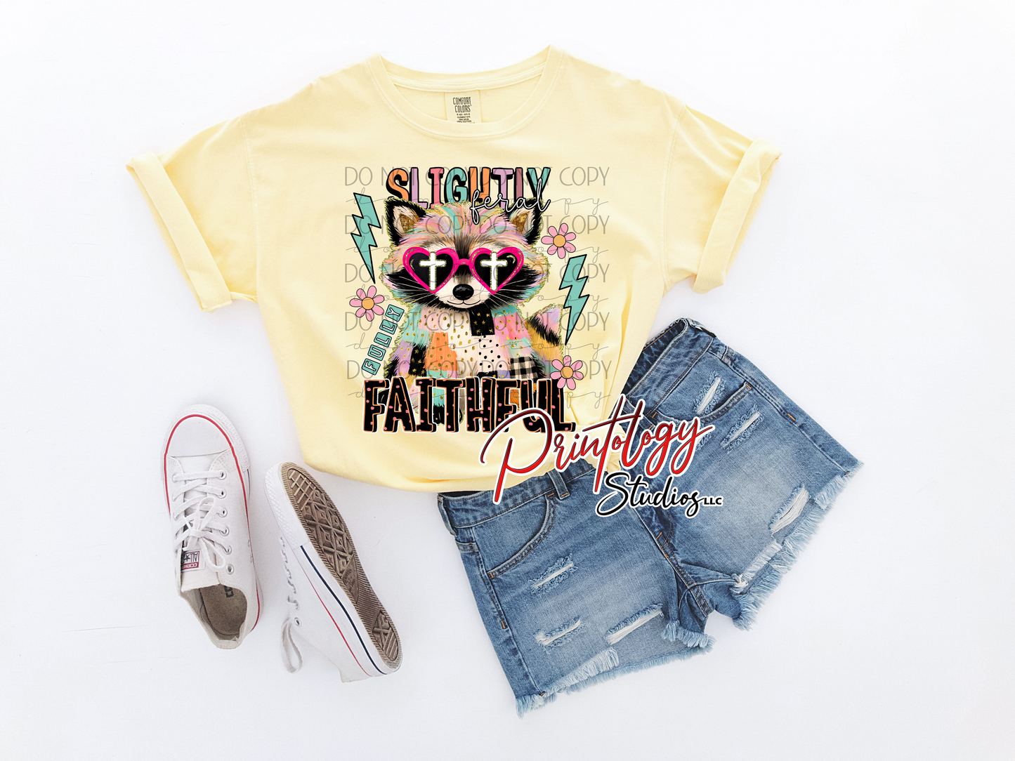 Slightly Feral but Faithful – Retro Raccoon DTF Transfer