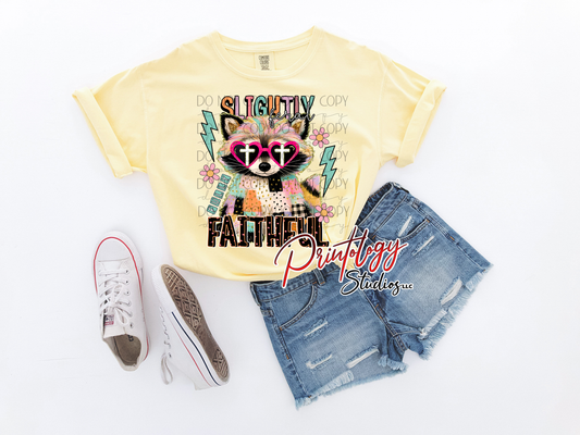 Slightly Feral but Faithful – Retro Raccoon DTF Transfer