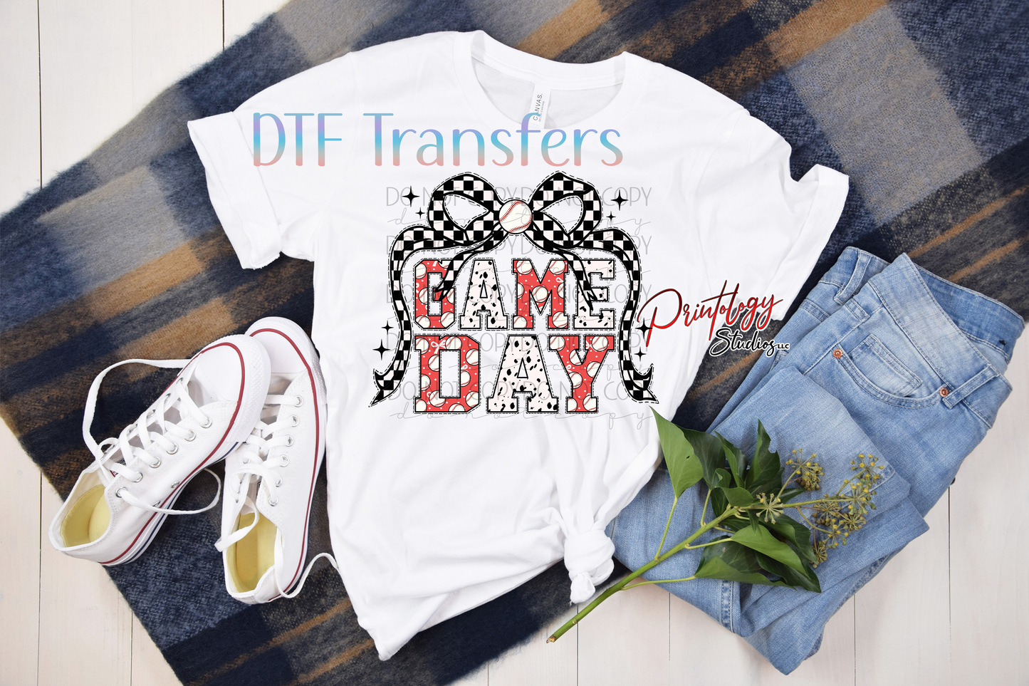 Game Day Bow – Baseball DTF Transfer