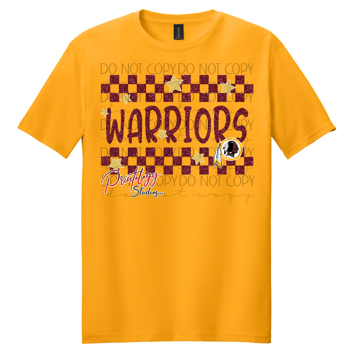 Warriors Glitter Look Checkered Tee