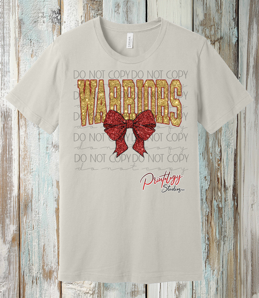 Warriors Glitter Bow Spirit Tee