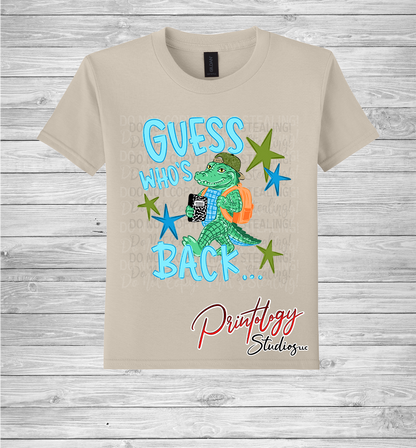 Youth Guess Who's Back… Back Again! Boys Back-to-School Alligator Shirt | Front & Back