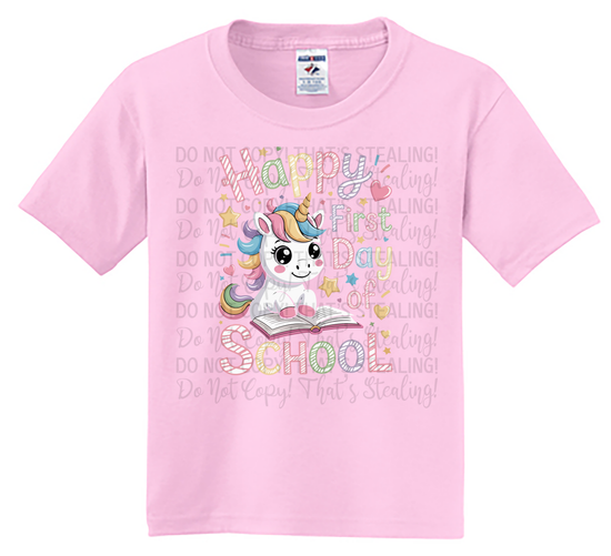Youth Happy First Day of School Unicorn Tee
